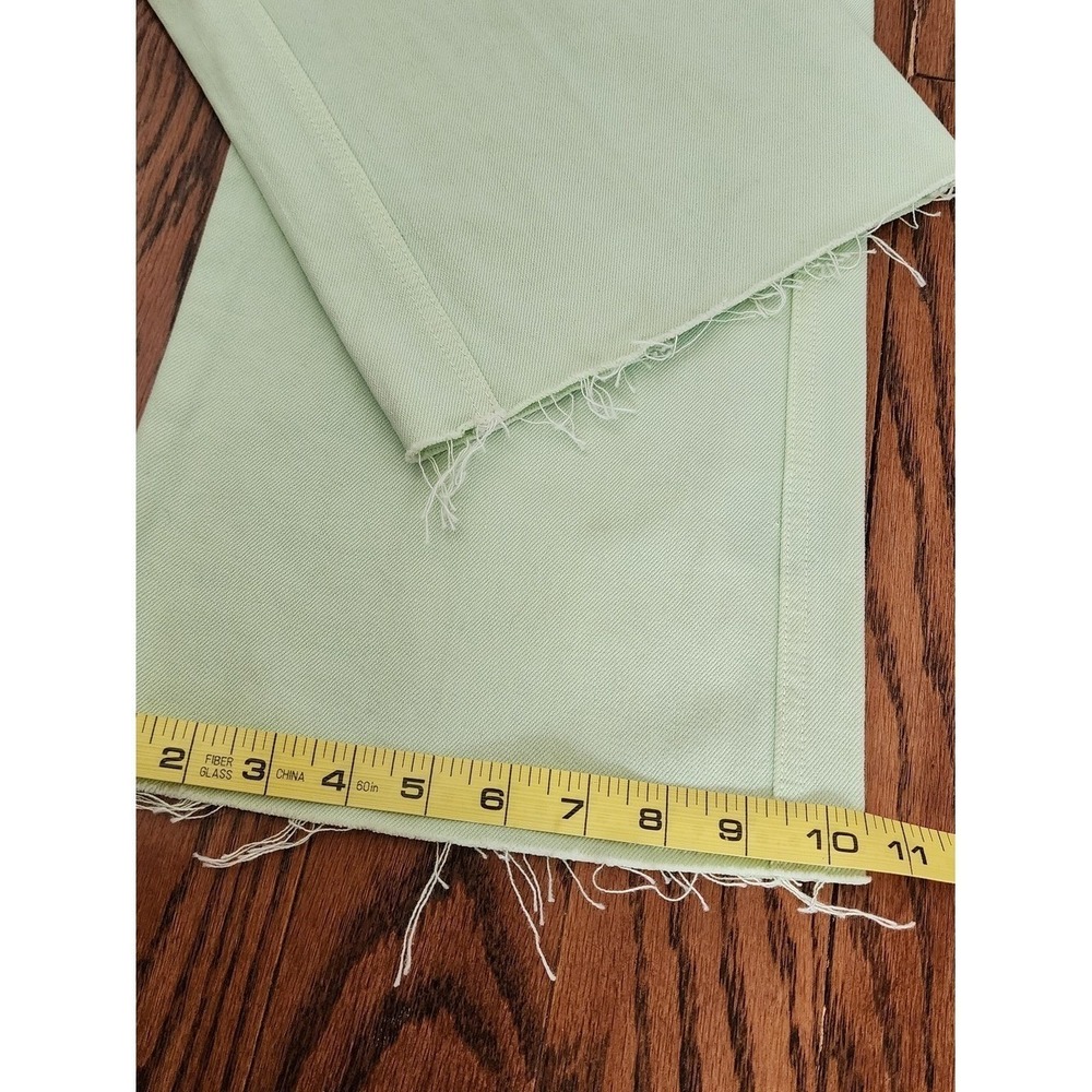 Veronica Beard Taylor Wide Leg Jeans Womens 23 Green Pistachio High Rise Raw Hem - Picture 7 of 14